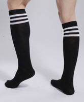 Striped Black Cotton Sports Socks